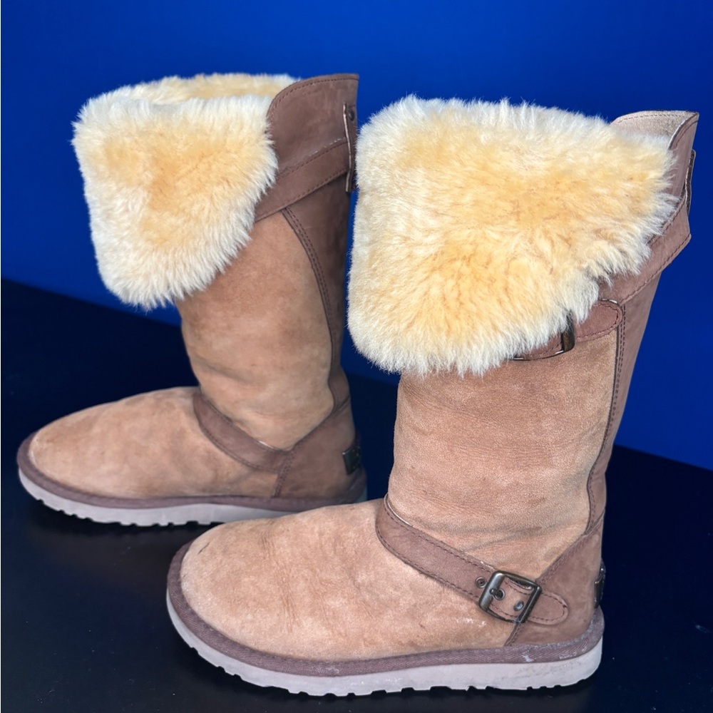 UGG 1003189 Ciera Tall Convertible Bucket Suede Sheepskin Leather Riding Boots 5